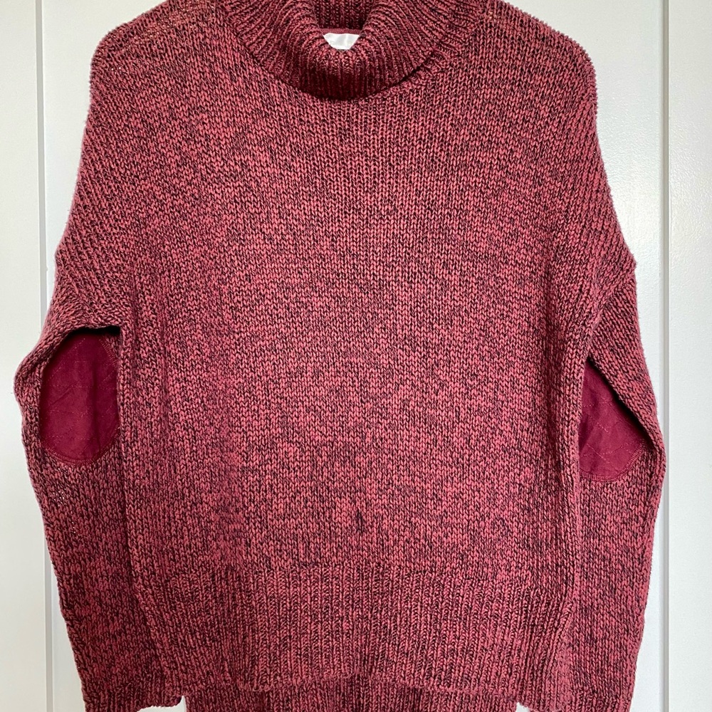 Loose Knit Maroon Turtleneck Sweater